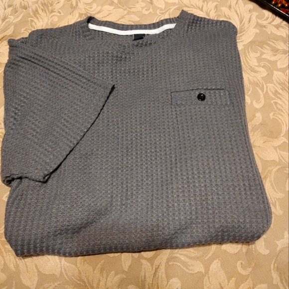 ◾🎱◾NWOT Men's Steel Smoke Charcoal Grey Waffle Knit Tee Shirt T-Shirt - 2XL - Picture 7 of 15